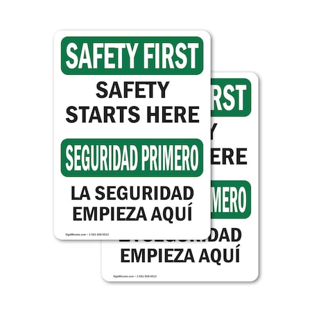 Signmission Safety Culture Sign, 12 in Width, Vinyl Decal, Rectangle, Bilingual OS-2PACK-SF-D-1218-L-10875